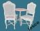 Stół Mahoniowy z 2ma Krzesłami SHABBY CHIC BIAŁE