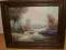 Pejzaż w drewnianej ramie - oleodruk.
