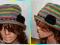 KOLOROWY kapelusz kapelusik CZARNA RÓŻA 55-58cm