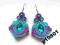 Piękne turkusowo fioletowe kolczyki sutasz