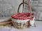 *dekomotyw* Koszyk wiklina czerwona kratka wz.2