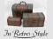 RETRO zestaw trzech kuferków drewnianych prezent