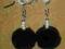 Kolczyki - Czarne pompony