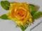 RFW1-24 ciemnożółta róża z liściem,sztuczne kwiaty