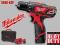 MILWAUKEE M12 BDD-202C wkrętarka 12V/2,0Ah x2