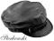 Skórzana czapka maciejówka czarna klasyczna - 64cm
