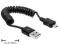 Delock kabel microUSB na USB 2.0 spirala 20-60cm