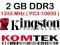 Kingston pamięć do laptopa 2GB DDR3 1333MHz 10600