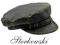 Skórzana czapka maciejówka czarna postarzana- 59cm