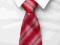 CZERWONY W PASKI przepiękny idealny krawat WP