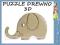 Drewniane puzzle 3D - Słonik RĘCZNIE WYKONANE