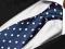 Żakardowy Krawat Męski w GROSZKI Granatowy G312