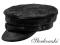Skórzana czapka maciejówka czarna klasyczna - 58cm