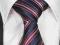 ŻAKARDOWY Krawat Męski w Paski GRANATOWY rc245