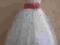 suknia tiulowa biel/róż, mini rózyczki 128/134