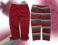 MINOTI_2x LEGGINSY _bordo groszki/ paski_12-18m