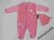 PAJACYK welurowy różowy komplet z czapką 3-6 68