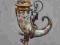 BEŻOWY RÓG PUCHAR -WAZON  porcelan+brąz sygno 54cm