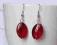 Kolczyki owalne czerwone, nowe, handmade, tanio