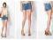 B163_BERSHKA SPODENKI WYSOKI STAN JEANS ZIP_38/40