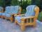 Masywny dębowy wypoczynek sofa + fotel + fotel