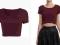 NEW LOOK burgundowy crop top krótka bluzka 42