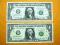 2 x 1 Dolar USA, UNC, bez obiegu (2 banknoty)
