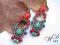 KOLCZYKI SUTASZ TURKUSOWO CZERWONE Z HOWLITAMI