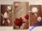 ZEGAR ŚCIENNY TRYPTYK KWIATY MAGNOLIE  MIX 85 X 55