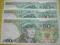 3 szt. banknotów 50 zł. z 1988 r. numery po kolei