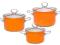 Emalia Olkusz Komplet garnków Mizar 3 Pomarańcz