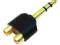 Złącze jack 6.3 stereo - 2 x RCA (cinch) złoty