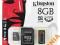 8GB micro Kingston microSD+adapter SD +czytnik USB