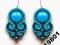 Turkusowo granatowe kolczyki sutasz bigle srebro