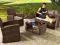 MEBLE OGRODOWE Z RATTANU 2 FOTELE +KANAPA+STÓŁ NEW