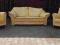 Wypoczynek Skórzany Jasny Sofa + 2 Fotele
