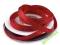 Wstążka satynowa, tasiemka 10mm kropki czerwona 1m