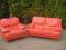 CZERWONY  KOMPLET SKÓRZANY SOFA 2 OSOBOWA FOTEL