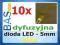 Dioda LED 5mm żółta DYFUZYJNA - 10 sztuk