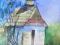 Akwarela 23 x 16cm pejzaż kapliczka S.Salamon