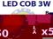MODUŁ COB 3W DIODA LED 12V 300mA BIAŁA 310lm 50SZT