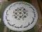 OKRĄGŁY OBRUS KWIATOWY-HAFT RĘCZNY+KORONKA ŚR.123