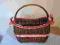 Koszyk wiklinowy ręcznie zdobiony oryginalny