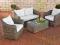 MEBLE OGRODOWE Z RATTANU 2 FOTELE + STOLIK + SOFA