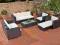 MEBLE OGRODOWE Z RATTANU 2 FOTELE+STÓŁ+2 SOFY+PUFA