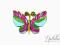 RĘCZNIE MALOWANA DREWNIANA BROSZKA MOTYLEK [2309]