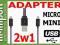 Kabel USB 2 w 1  - Micro USB i Mini USBŁadowarka