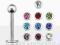Labret ze stali z kulką jubilerską 3 mm - AB sapph