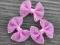 {006653} Kokardka różowa w białe groszki 3szt