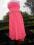 szałowa szyfonowa sukienka na wesele róż FLUO 146